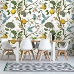 Egzotikus citromfa és madár mintás design fotótapéta 208x146cm