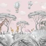 Állatok a szavannán mintás fotótapéta 208x146cm