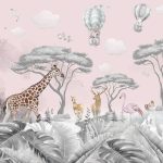 Állatok a szavannán mintás fotótapéta 416x254cm