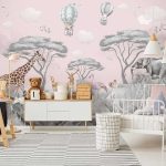 Állatok a szavannán mintás fotótapéta 416x254cm