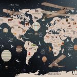 Világatlasz és állatmintás gyerekszoba fotótapéta 312x219cm