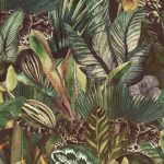 Leopárd és óriás levél mintás fotótapéta 104x70,5cm