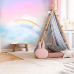 Rózsaszín égbolt szivárvánnyal mintás fotótapéta 152,5x104cm