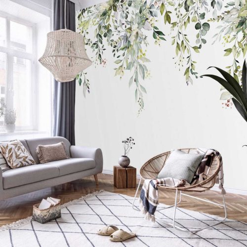 Csüngő zöld levél mintás fotótapéta 250x175cm