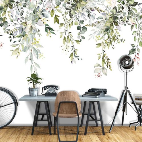 Csüngő zöld levél mintás fotótapéta 400x280cm