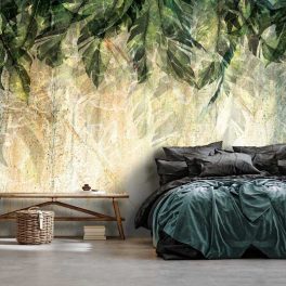 Vintage pálmalevél mintás fotótapéta 368x280cm