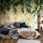 Vintage pálmalevél mintás fotótapéta 254x184cm