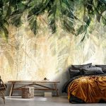 Vintage pálmalevél mintás fotótapéta 208x146cm