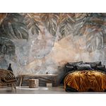 Betonhatású monstera levél nyomatos fotótapéta 416x290cm
