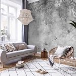Loft stílusú pálmalevél mintás fotótapéta 208x146cm