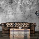 Loft stílusú pálmalevél mintás fotótapéta 208x146cm