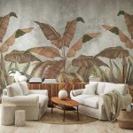 Modern pálmalevél mintás fotótapéta 208x146cm