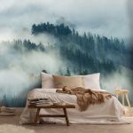 Misztikus fenyőerdő mintás fotótapéta 368x254cm