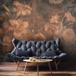 Vintage barna virágmintás fotótapéta 254x184cm