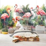 Rózsaszín flamingó mintás fotótapéta 368x254cm