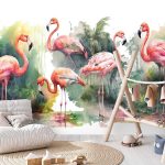 Rózsaszín flamingó mintás fotótapéta 152,5x104cm