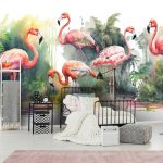 Rózsaszín flamingó mintás fotótapéta 152,5x104cm