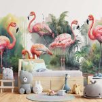 Rózsaszín flamingó mintás fotótapéta 312x219cm