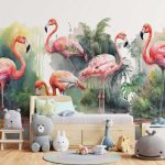 Rózsaszín flamingó mintás fotótapéta 416x254cm