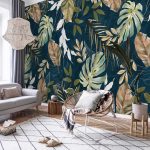 Modern monstera levél mintás fotótapéta 208x146cm