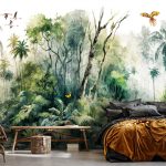 Festett dzsungel mintás fotótapéta 254x184cm