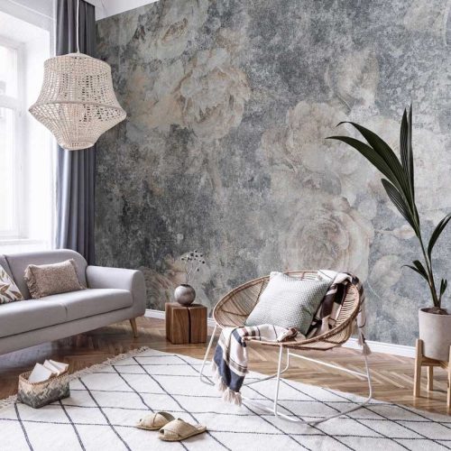 Loft stílusú halvány rózsa mintás fotótapéta 368x254cm