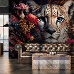 Egzotikus virág és leopárd mintás fotótapéta 368x254cm