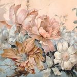 Vintage hatású színes óriás virág mintás fotótapéta 312x219cm