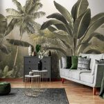 Pálmafa és banánlevél mintás fotótapéta 254x184cm