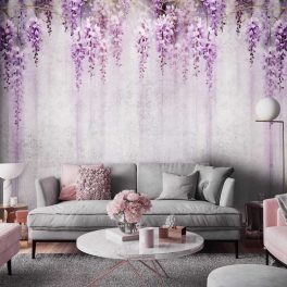 Függő apró lila virágmintás fotótapéta 312x219cm