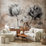 Loft stílusú fekete rózsa mintás fotótapéta 368x254cm
