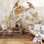 Arany levélmintás fotótapéta 368x280cm
