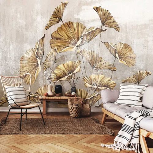 Arany levélmintás fotótapéta 208x146cm