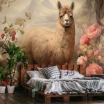 Láma és virágmintás fotótapéta 416x290cm