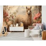 Láma és virágmintás fotótapéta 416x290cm