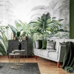 Zöld trópusi levélmintás fotótapéta 254x184cm