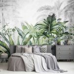 Zöld trópusi levélmintás fotótapéta 208x146cm