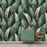 Absztrakt zöld levél mintás fotótapéta 368x254cm