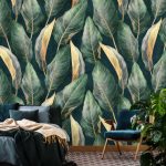 Absztrakt zöld levél mintás fotótapéta 368x254cm