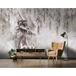 Loft stílusú balerina és függő levélmintás fotótapéta 254x184cm