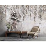 Loft stílusú balerina és függő levélmintás fotótapéta 416x254cm