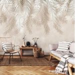 Bézs pálmaleveles fotótapéta 208x146cm