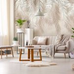 Bézs pálmaleveles fotótapéta 312x219cm