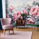 Festett bazsarózsa mintás fotótapéta 208x146cm