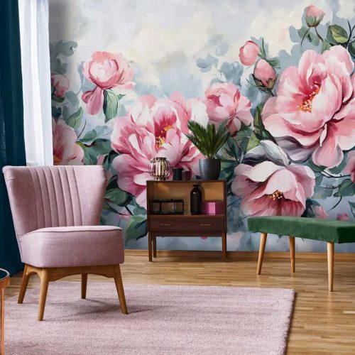 Festett bazsarózsa mintás fotótapéta 312x219cm