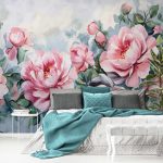 Festett bazsarózsa mintás fotótapéta 150x105cm