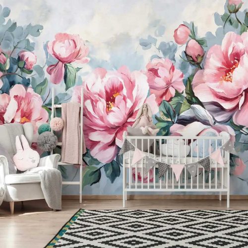Festett bazsarózsa mintás fotótapéta 250x175cm