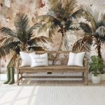 Akvarell pálmafa mintás fotótapéta 416x254cm