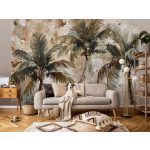 Akvarell pálmafa mintás fotótapéta 416x254cm