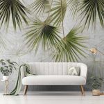 Függő trópusi zöld levélmintás fotótapéta 208x146cm